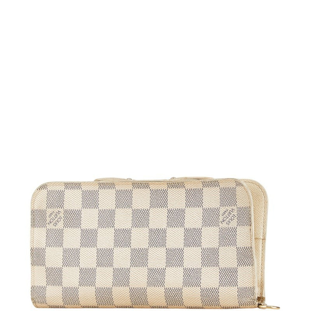Louis Vuitton Damier Azur White Leather Long Wallet (Bi-Fold) (Pre-Owned)