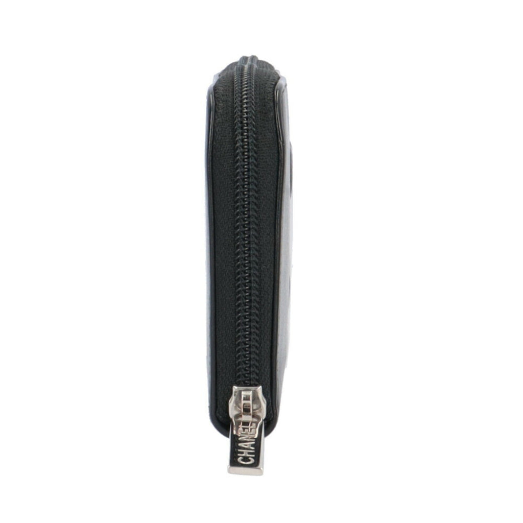 Chanel Black Leather Long Wallet (Bi-Fold) (Pre-Owned)