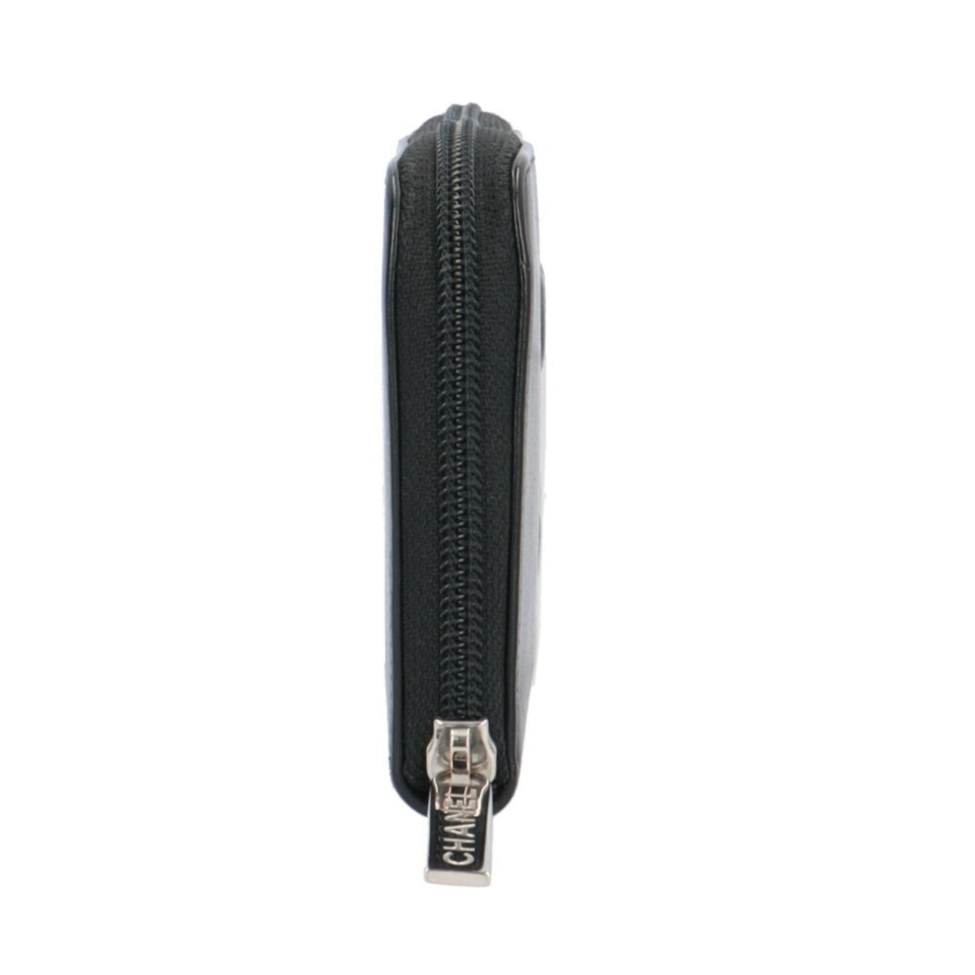 Chanel Black Leather Long Wallet (Bi-Fold) (Pre-Owned)
