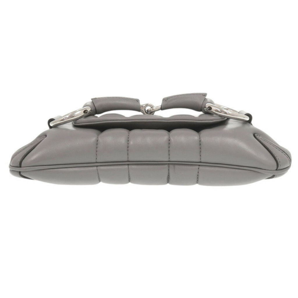 Gucci Gray Leather Shoulder Bag (Pre-Owned)