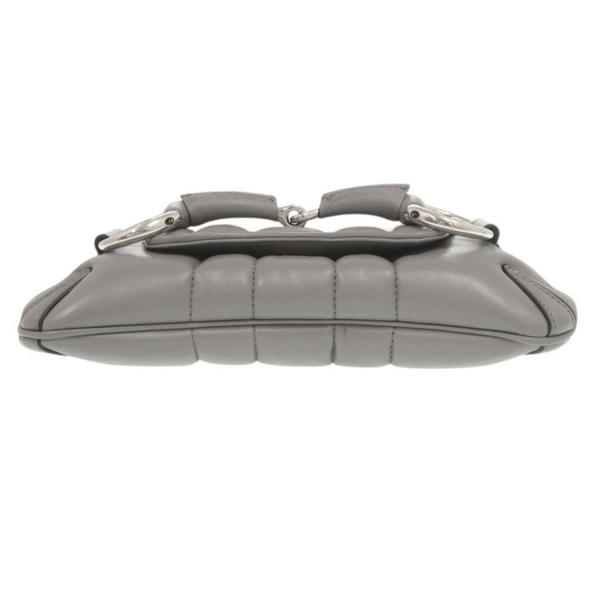 Gucci Gray Leather Shoulder Bag (Pre-Owned)
