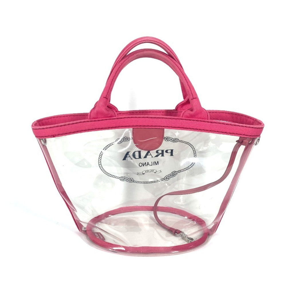 Prada Canapa Pink Vinyl Beach Bag Handbag Shoulder Bag Tote Bag (Pre-Owned)