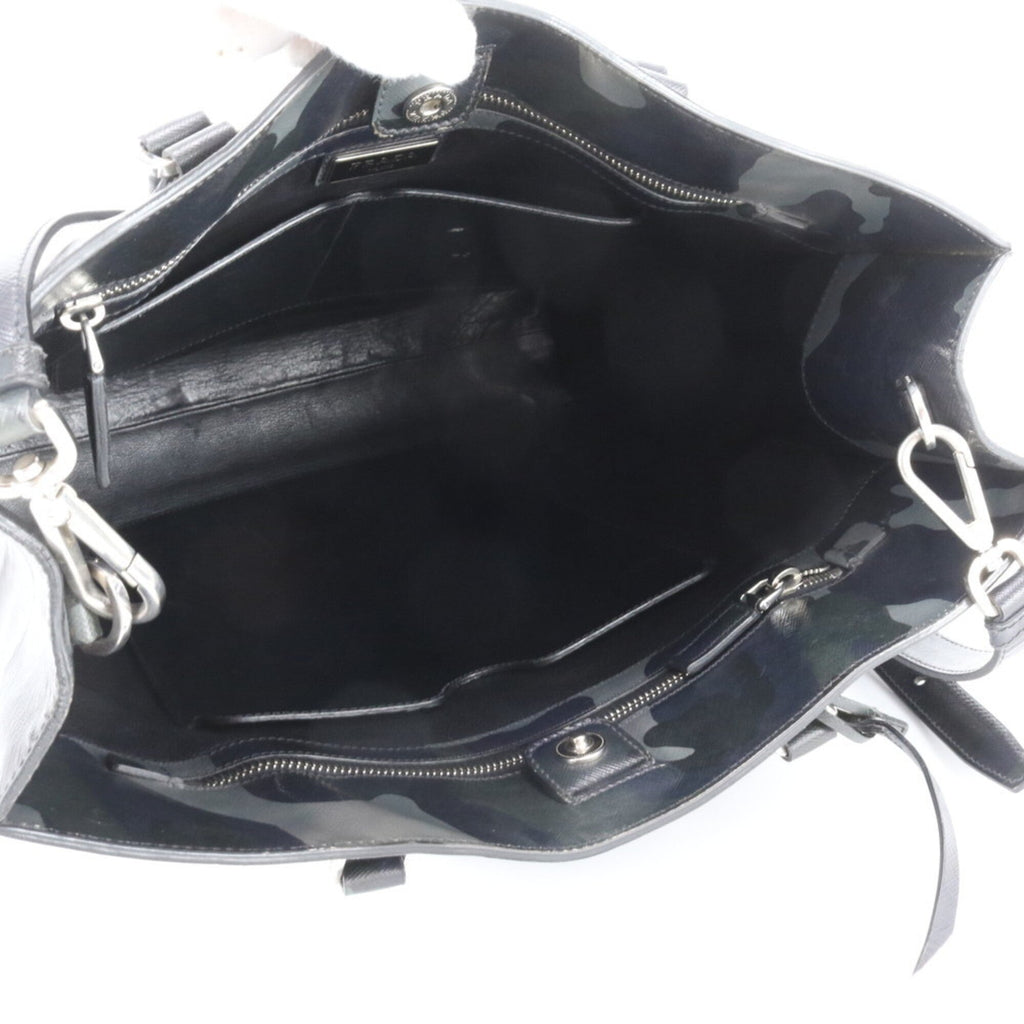 Prada Black Leather Shoulder Bag Tote Bag (Pre-Owned)