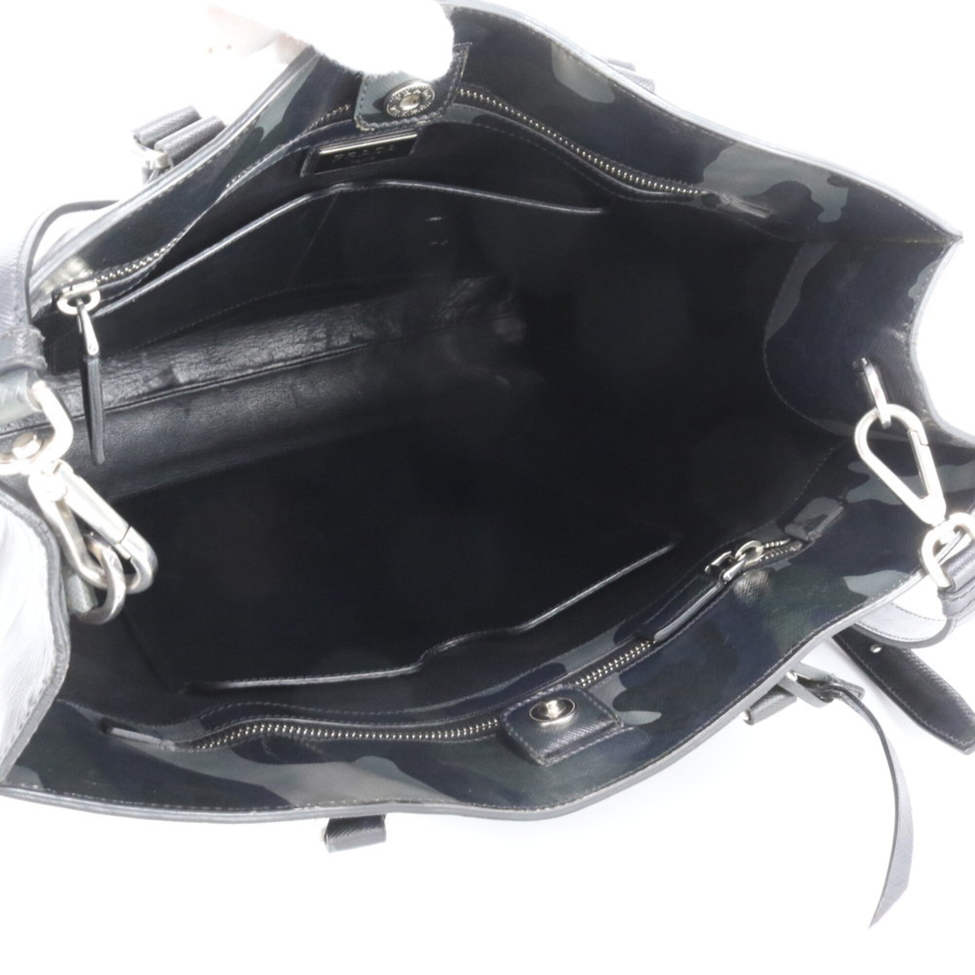 Prada Black Leather Shoulder Bag Tote Bag (Pre-Owned)