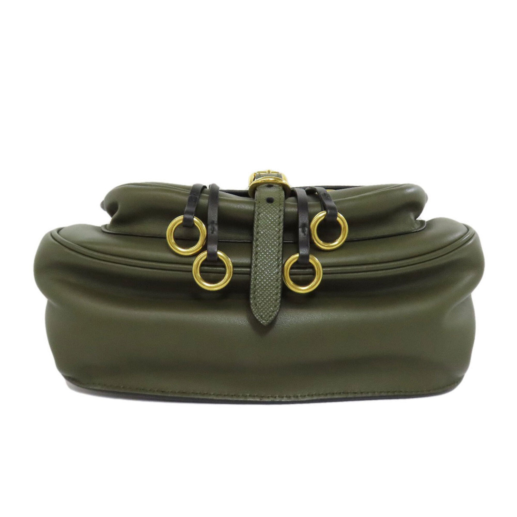 Prada Khaki Leather Shoulder Bag (Pre-Owned)