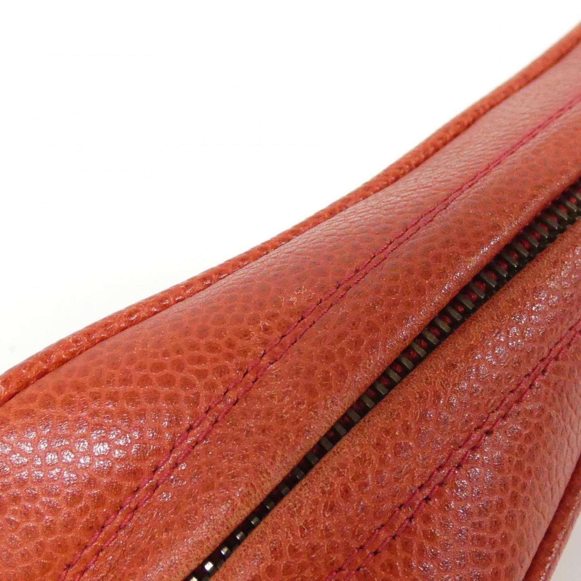 Chanel Red Color Grained Calfskin Shoulder Bag (Pre-Owned)