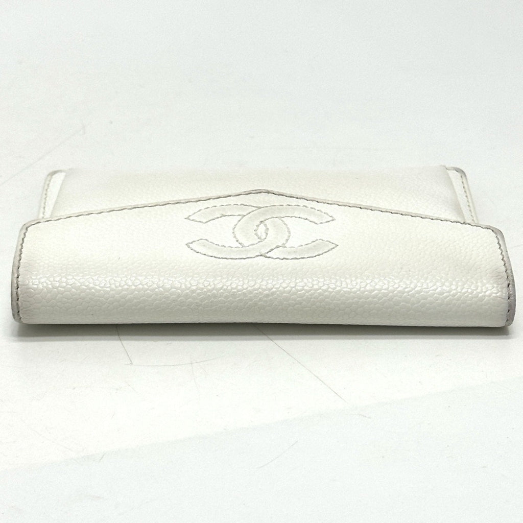 Chanel White Grained Calfskin Wallet (Bi-Fold) (Pre-Owned)