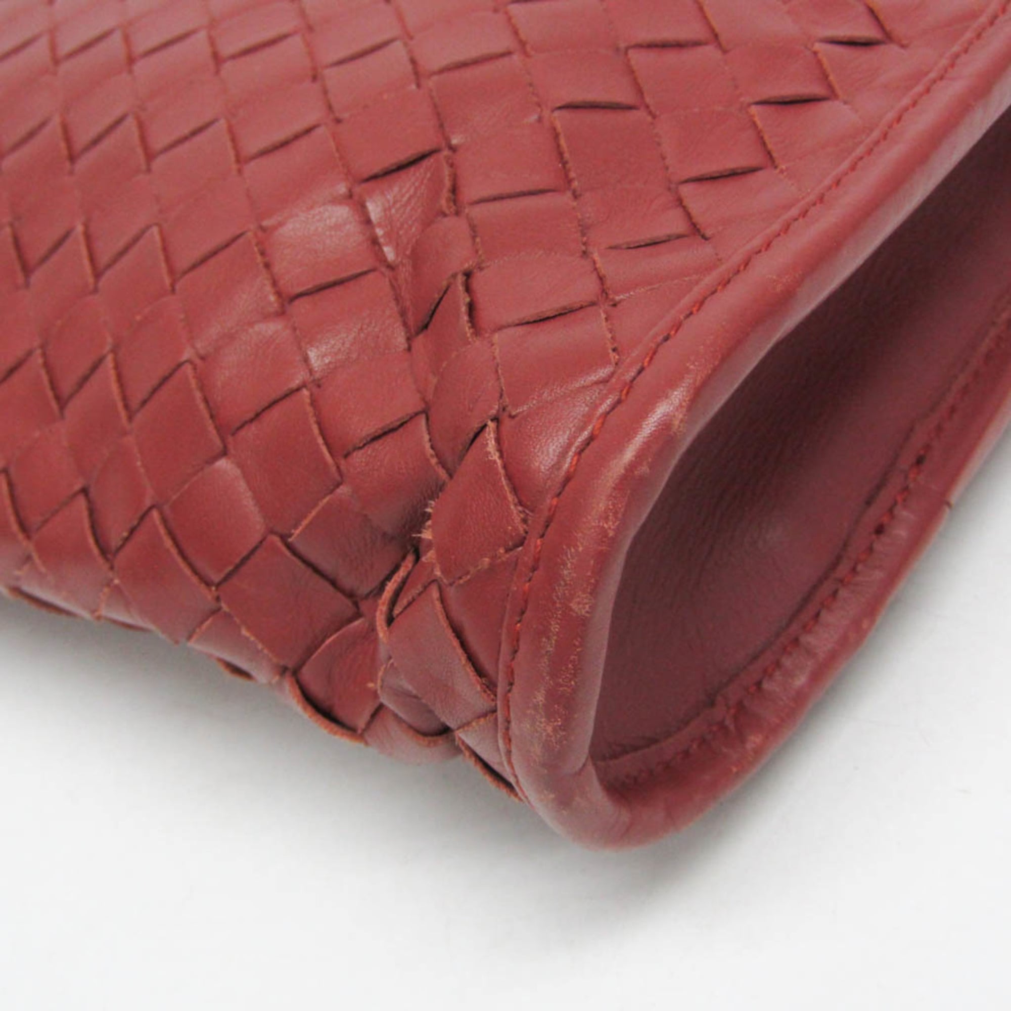 Bottega Veneta Soft Slim Briefcase Intrecciato Nappa Red Leather Briefcase Bag (Pre-Owned)