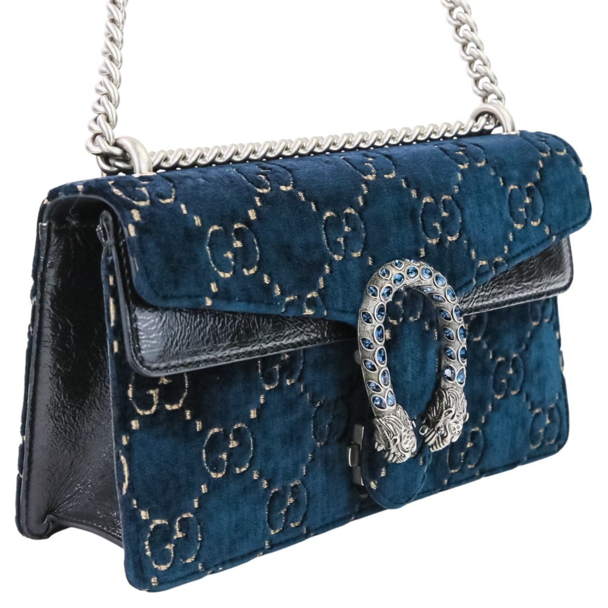 Gucci Navy Velvet Shoulder Bag (Pre-Owned)