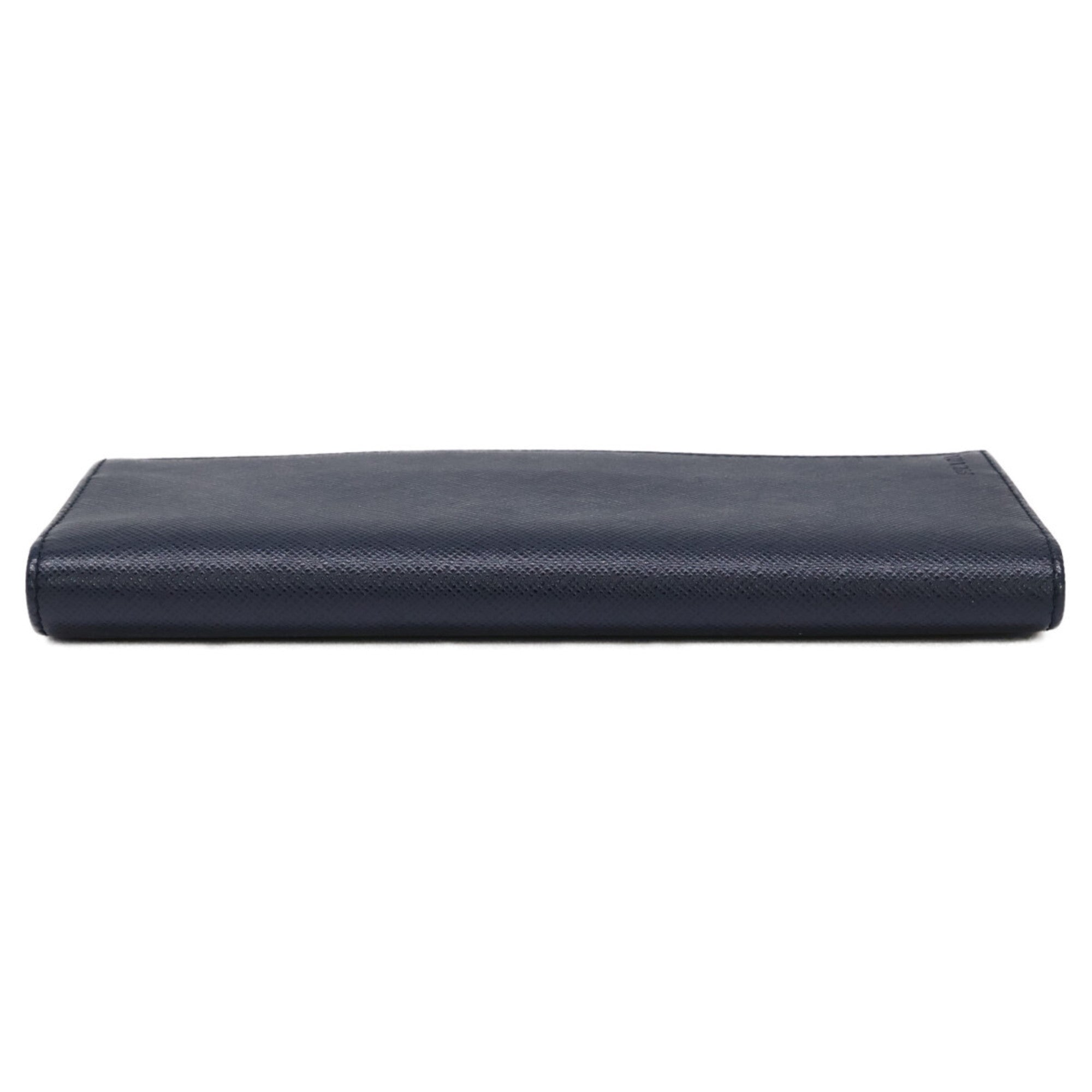 Prada Navy Leather Long Wallet (Bi-Fold) (Pre-Owned)