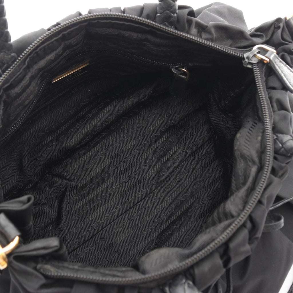 Prada Black Nylon Leather Handbag (Pre-Owned)
