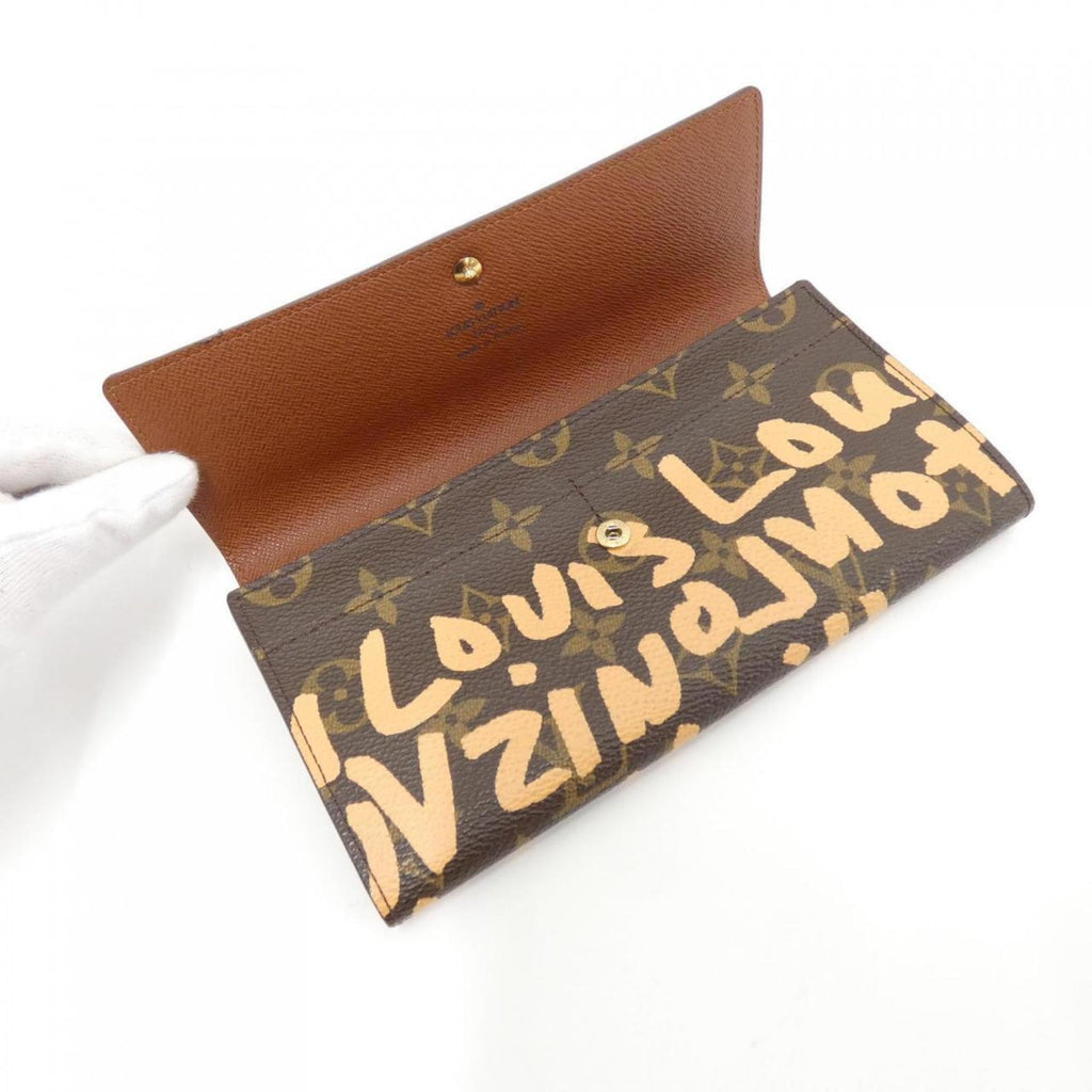 Louis Vuitton Monogram Graffiti Marron Peach Coated Canvas Long Wallet (Bi-Fold) (Pre-Owned)