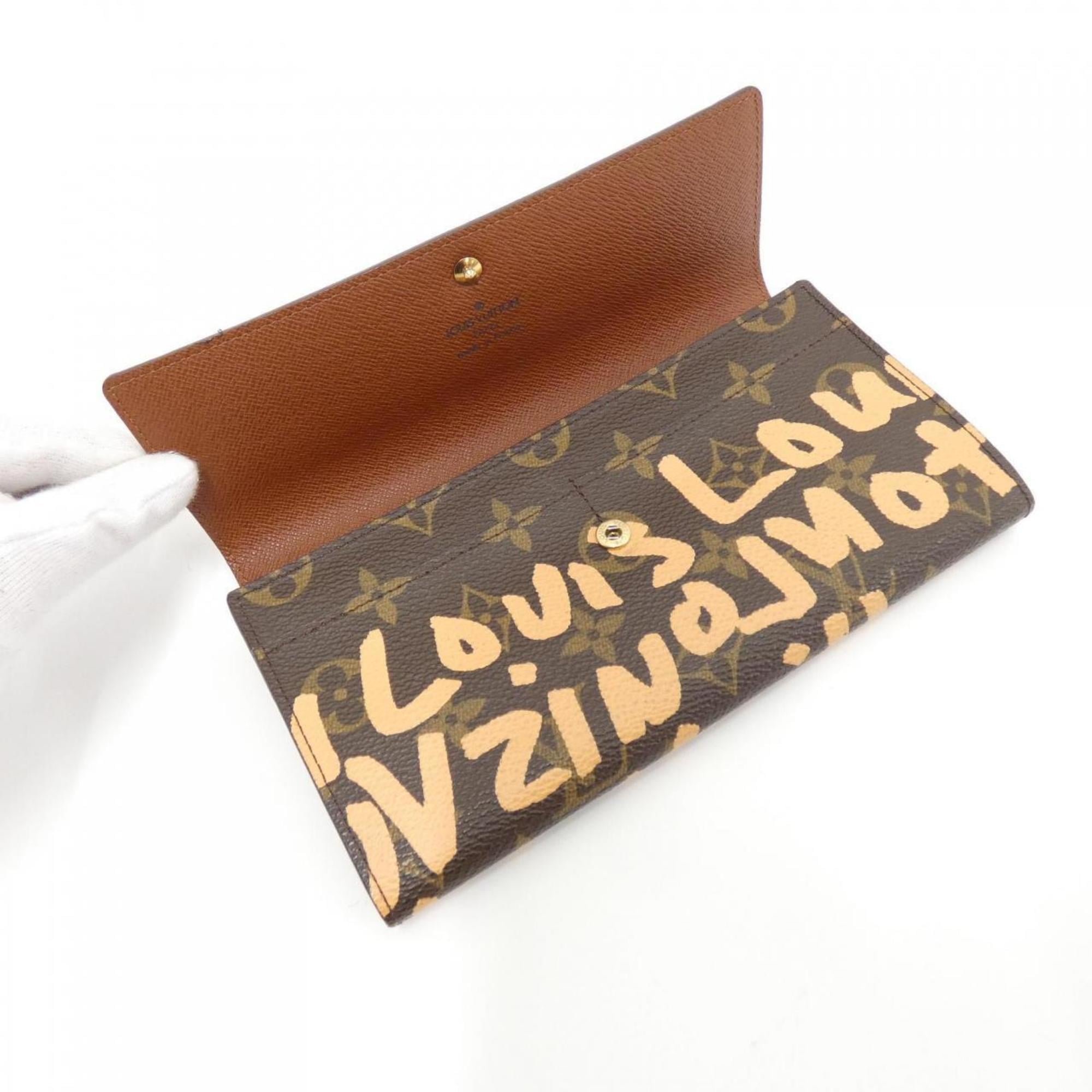 Louis Vuitton Monogram Graffiti Marron Peach Coated Canvas Long Wallet (Bi-Fold) (Pre-Owned)