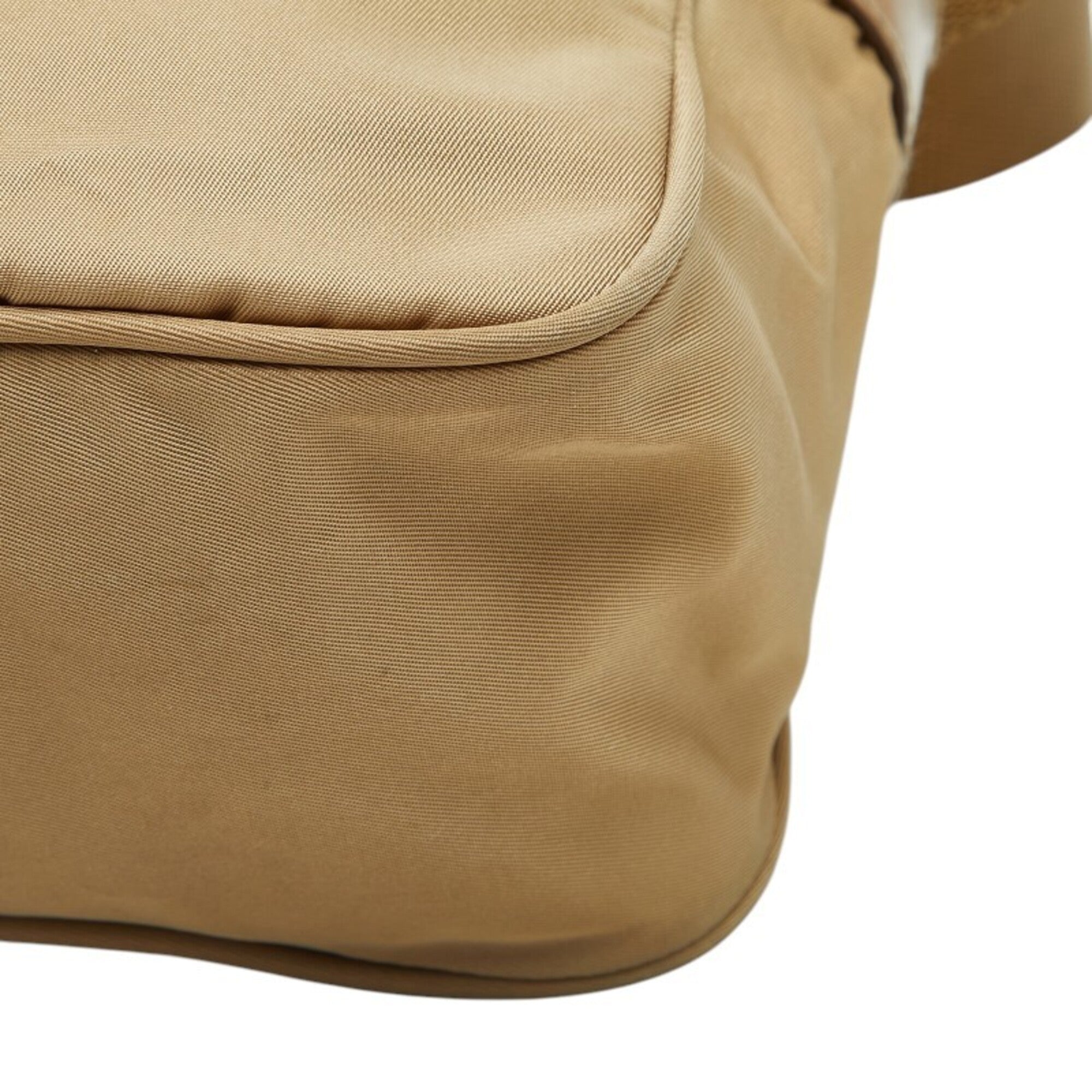 Prada Beige Brown Nylon Leather Shoulder Bag (Pre-Owned)