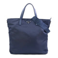 Prada Navy Nylon Leather Handbag Shoulder Bag (Pre-Owned)