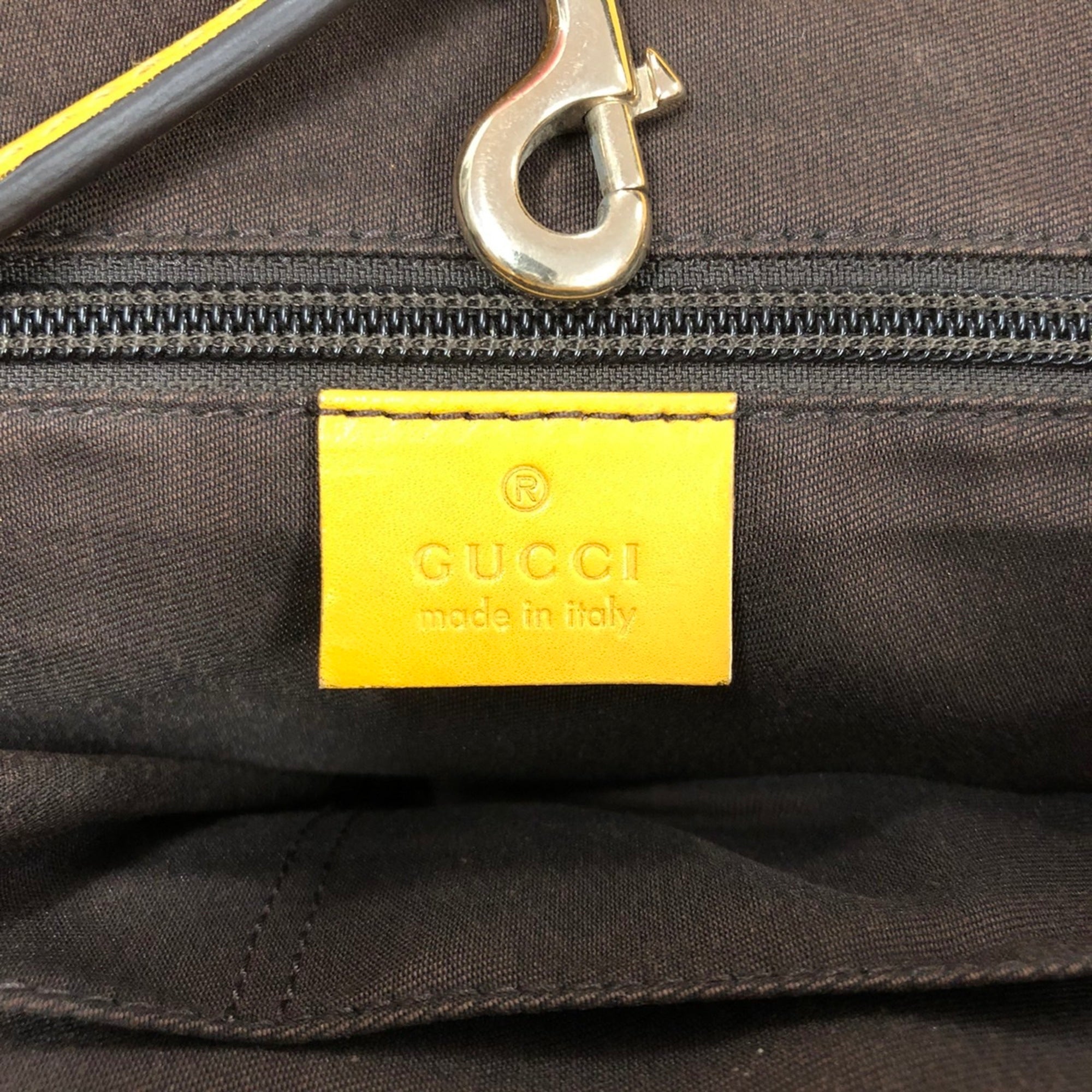 Gucci Diamante Yellow Leather Shoulder Bag Tote Bag (Pre-Owned)