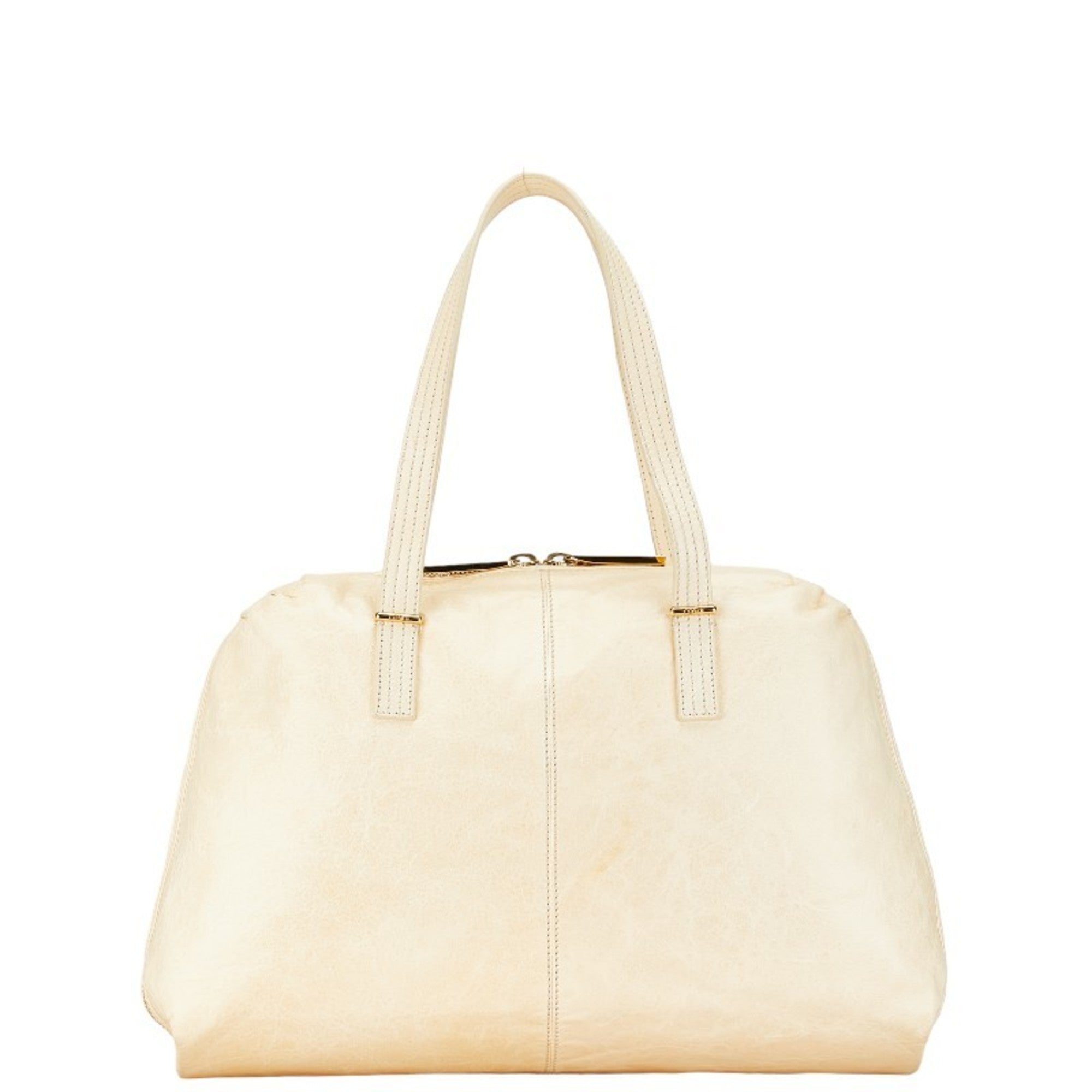 Fendi Zucca Beige Zucca Leather Shoulder Bag Tote Bag (Pre-Owned)
