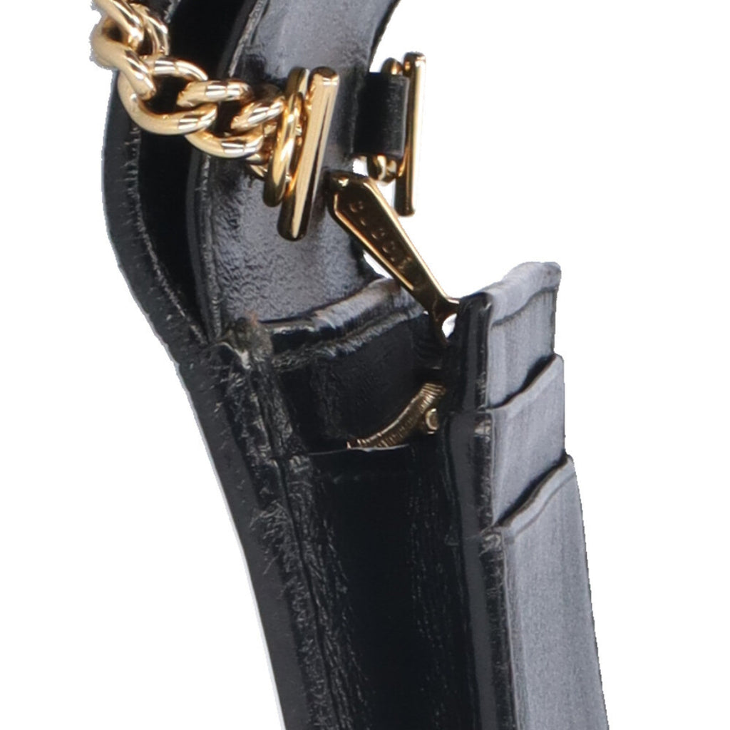 Gucci Black Leather Chain/Shoulder Wallet (Pre-Owned)