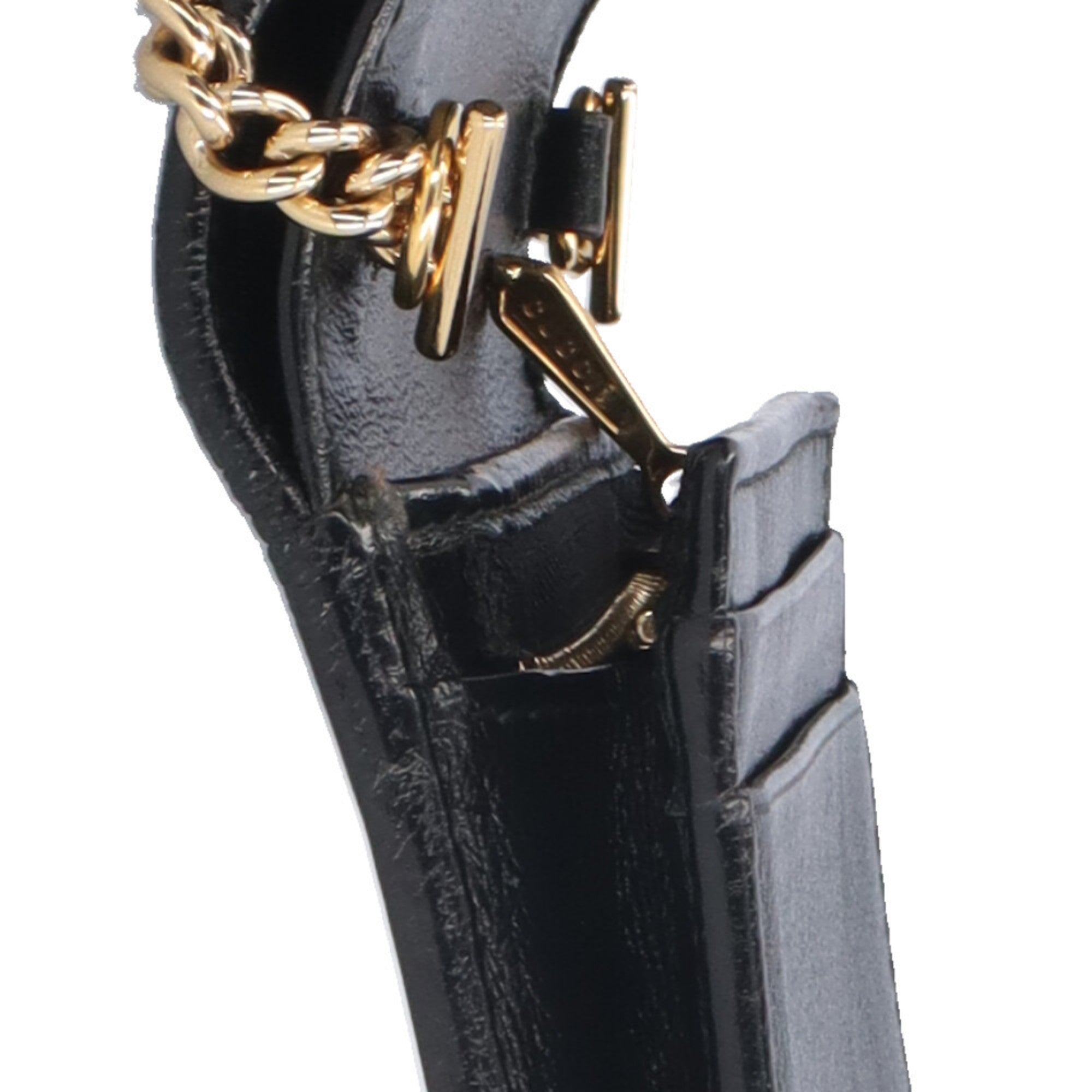 Gucci Black Leather Chain/Shoulder Wallet (Pre-Owned)
