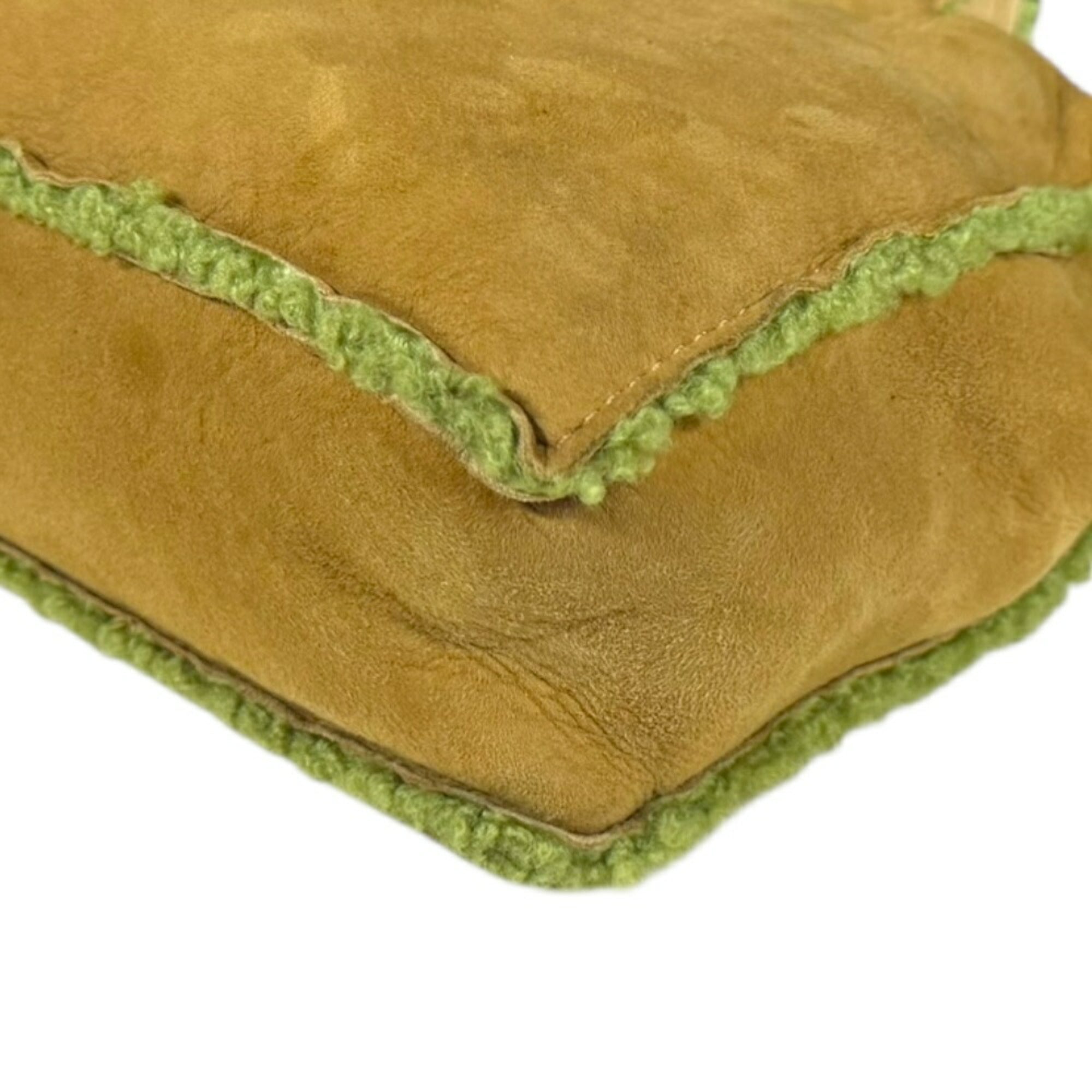 Chanel Mouton Brown Green Leather Handbag (Pre-Owned)