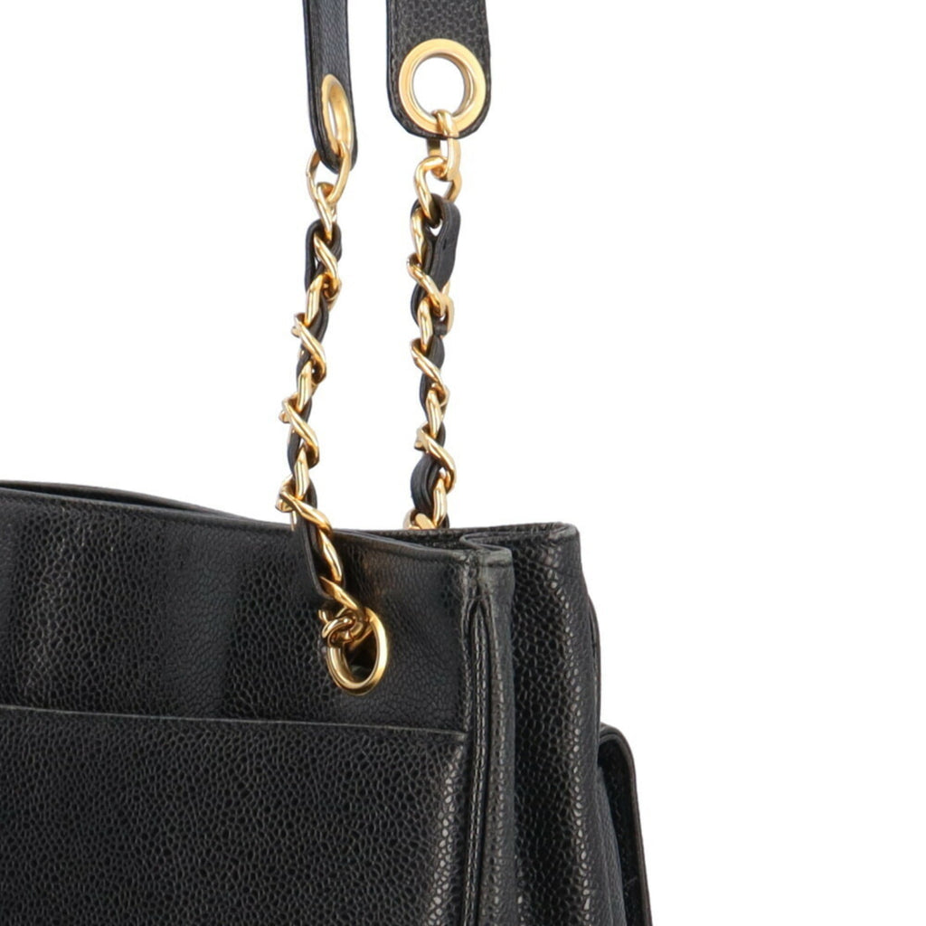 Chanel Black Grained Calfskin Tote Bag (Pre-Owned)
