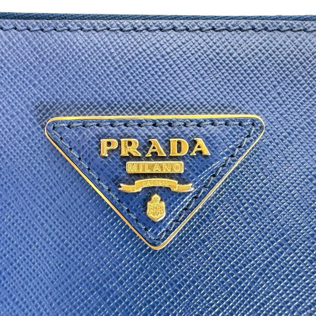 Prada Blue Leather Handbag Shoulder Bag (Pre-Owned)