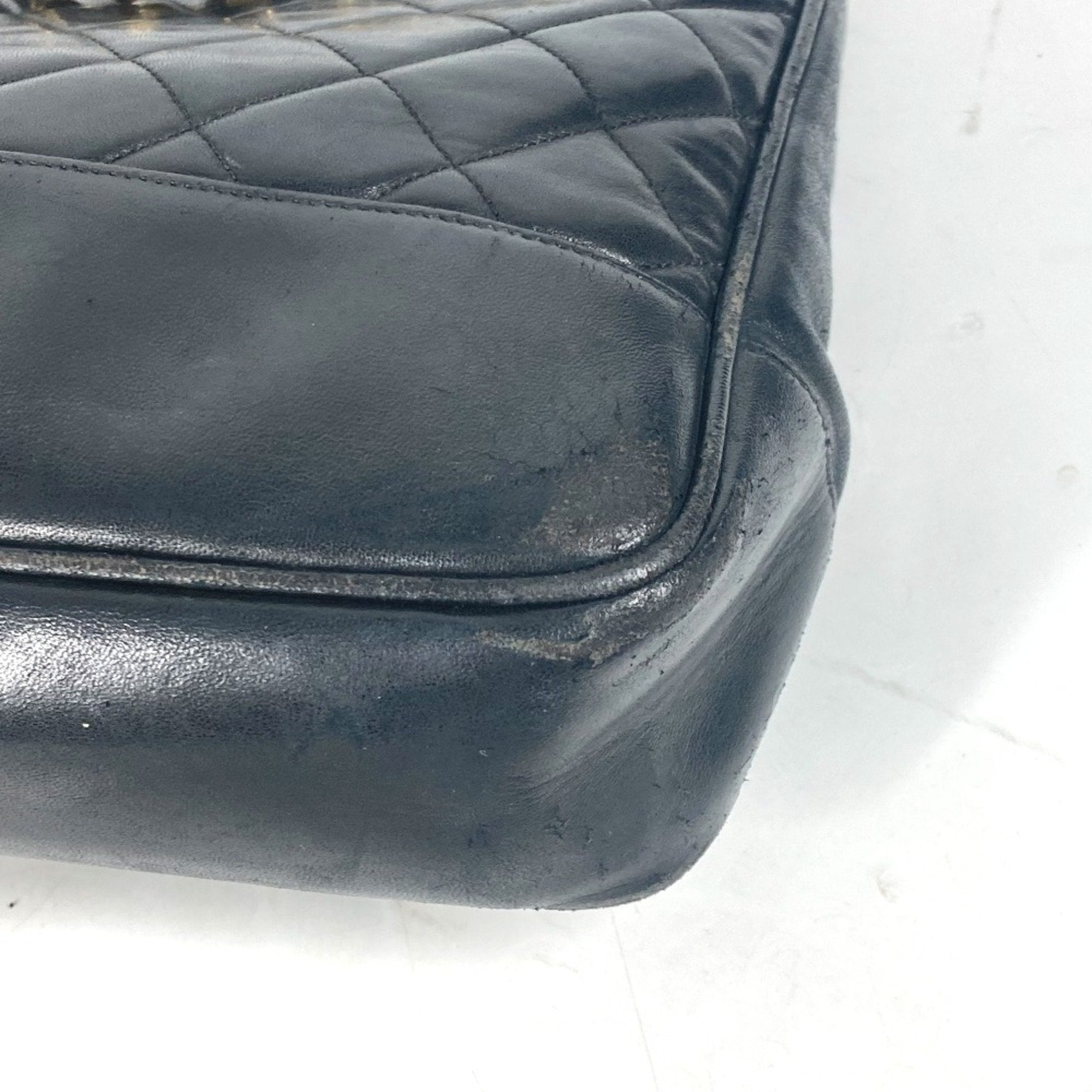 Chanel Black Gold Leather Shoulder Bag Tote Bag (Pre-Owned)