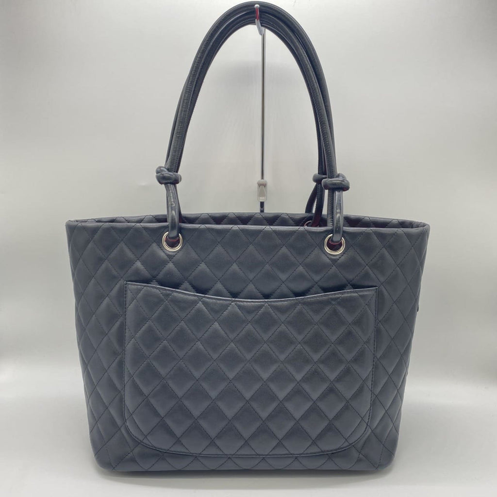 Chanel Black Leather Handbag Shoulder Bag Tote Bag (Pre-Owned)