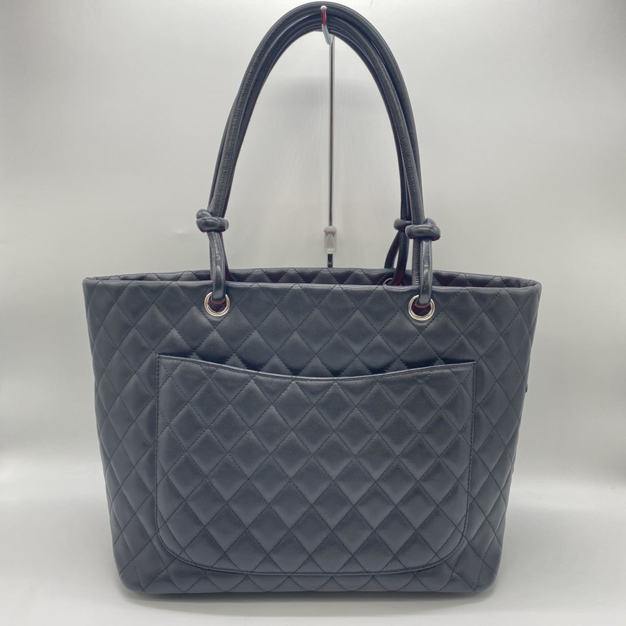 Chanel Black Leather Handbag Shoulder Bag Tote Bag (Pre-Owned)
