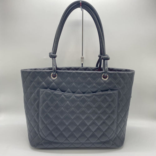 Chanel Black Leather Handbag Shoulder Bag Tote Bag (Pre-Owned)