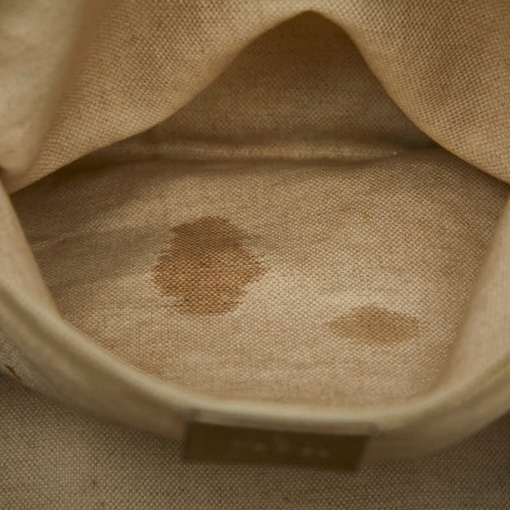 Gucci Beige Brown Canvas Leather Shoulder Bag Tote Bag (Pre-Owned)