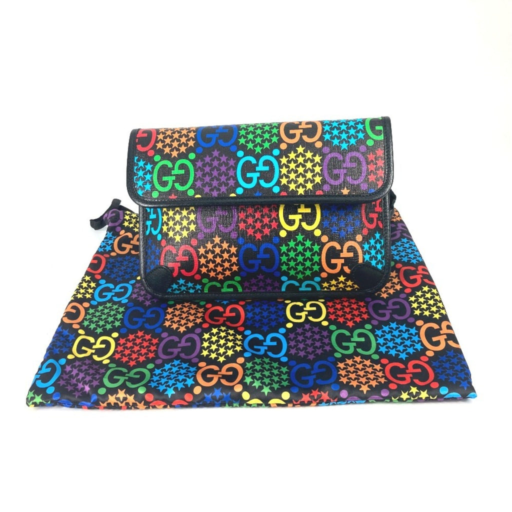 Gucci Black Multi-Color Leather Pvc Shoulder Bag Sling Bag (Pre-Owned)