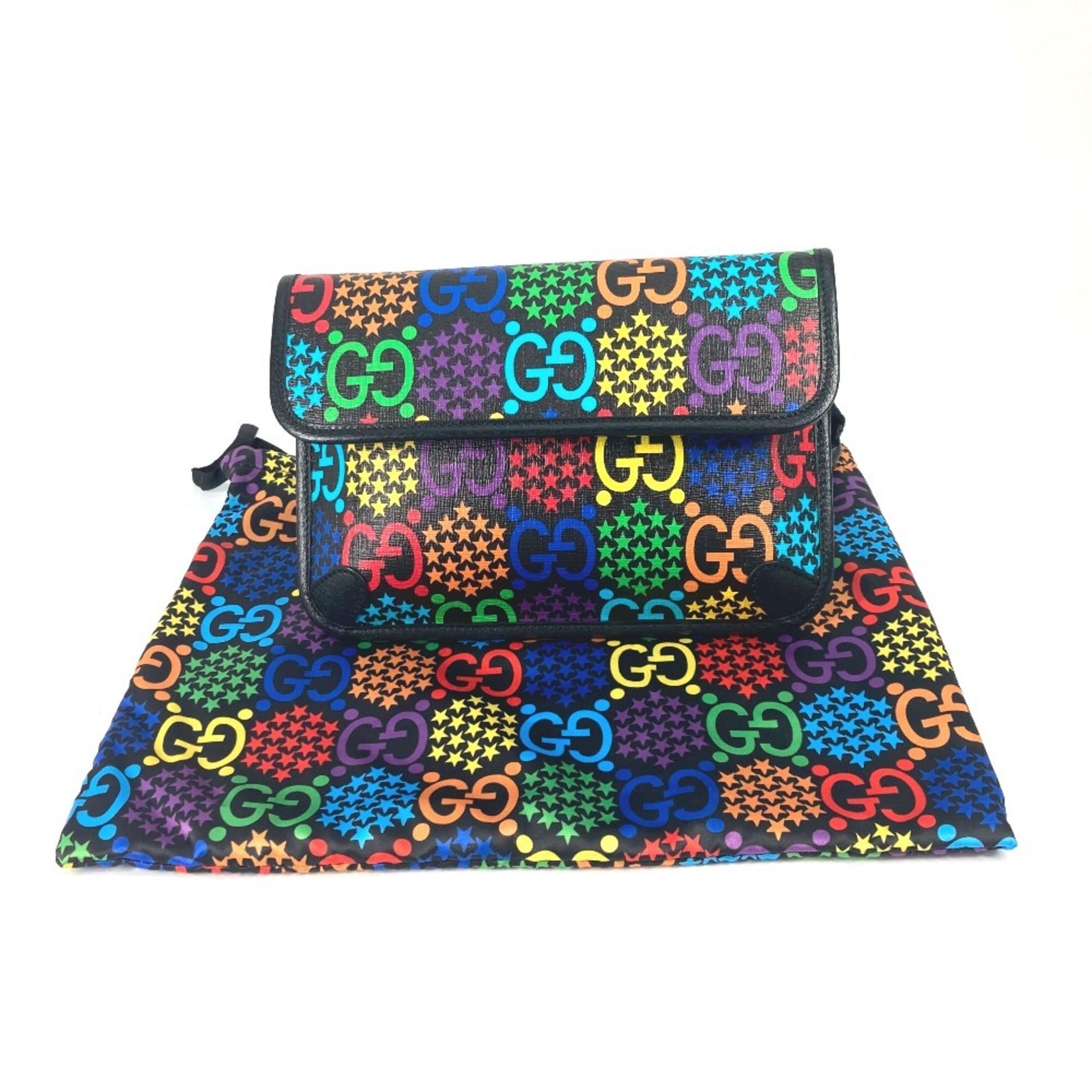 Gucci Black Multi-Color Leather Pvc Shoulder Bag Sling Bag (Pre-Owned)