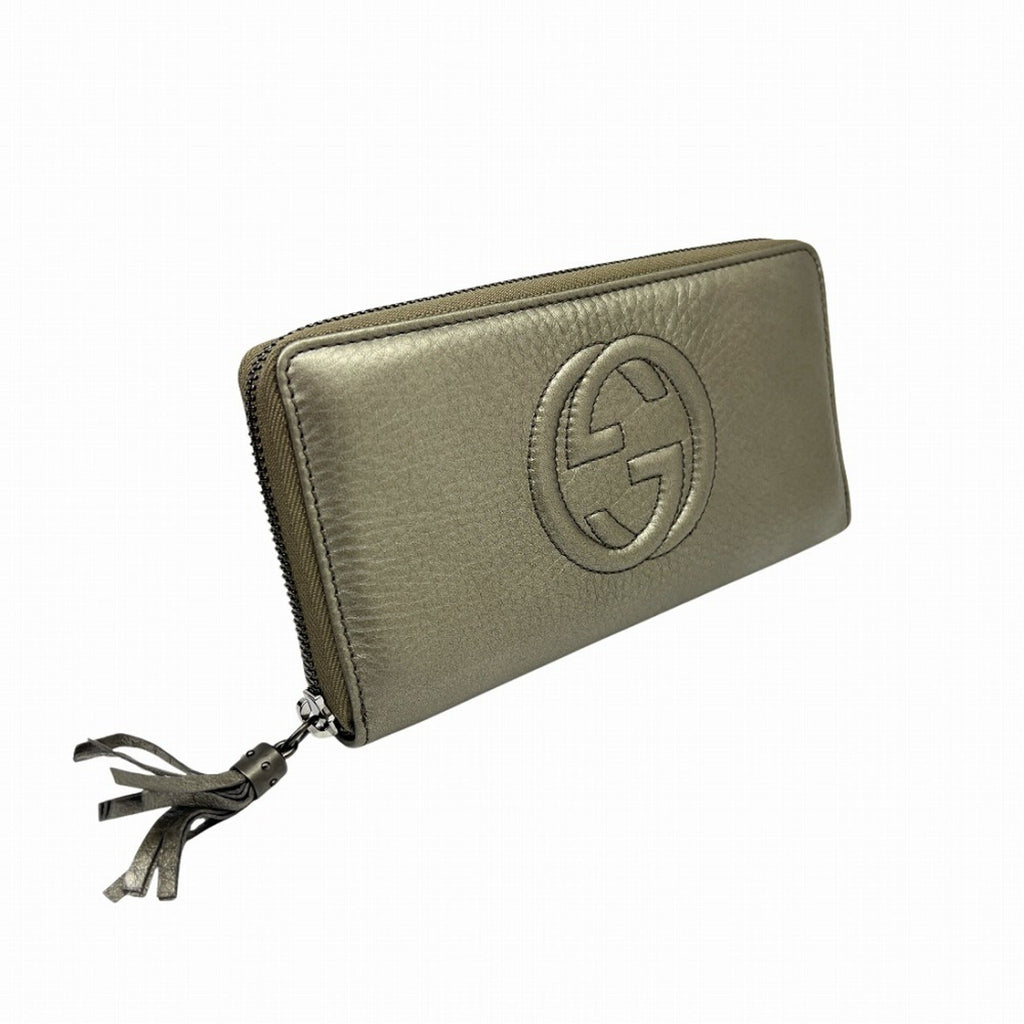 Gucci Metallic Gold Leather Long Wallet (Bi-Fold) (Pre-Owned)