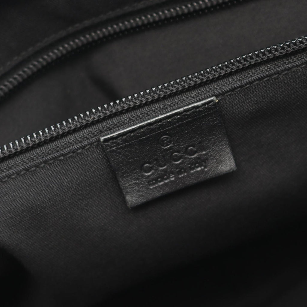 Gucci Black Navy Canvas Leather Shoulder Bag (Pre-Owned)