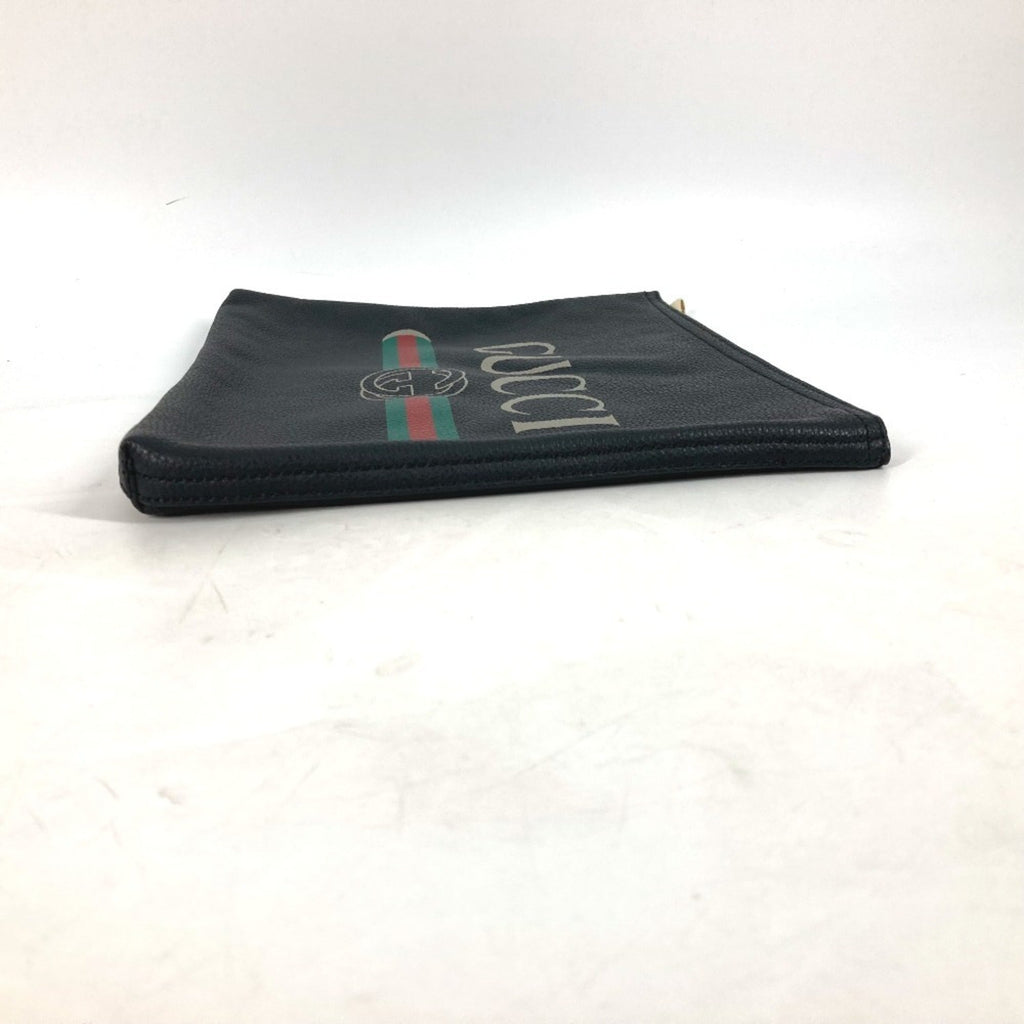 Gucci Black Leather Clutch Bag Pouch (Pre-Owned)