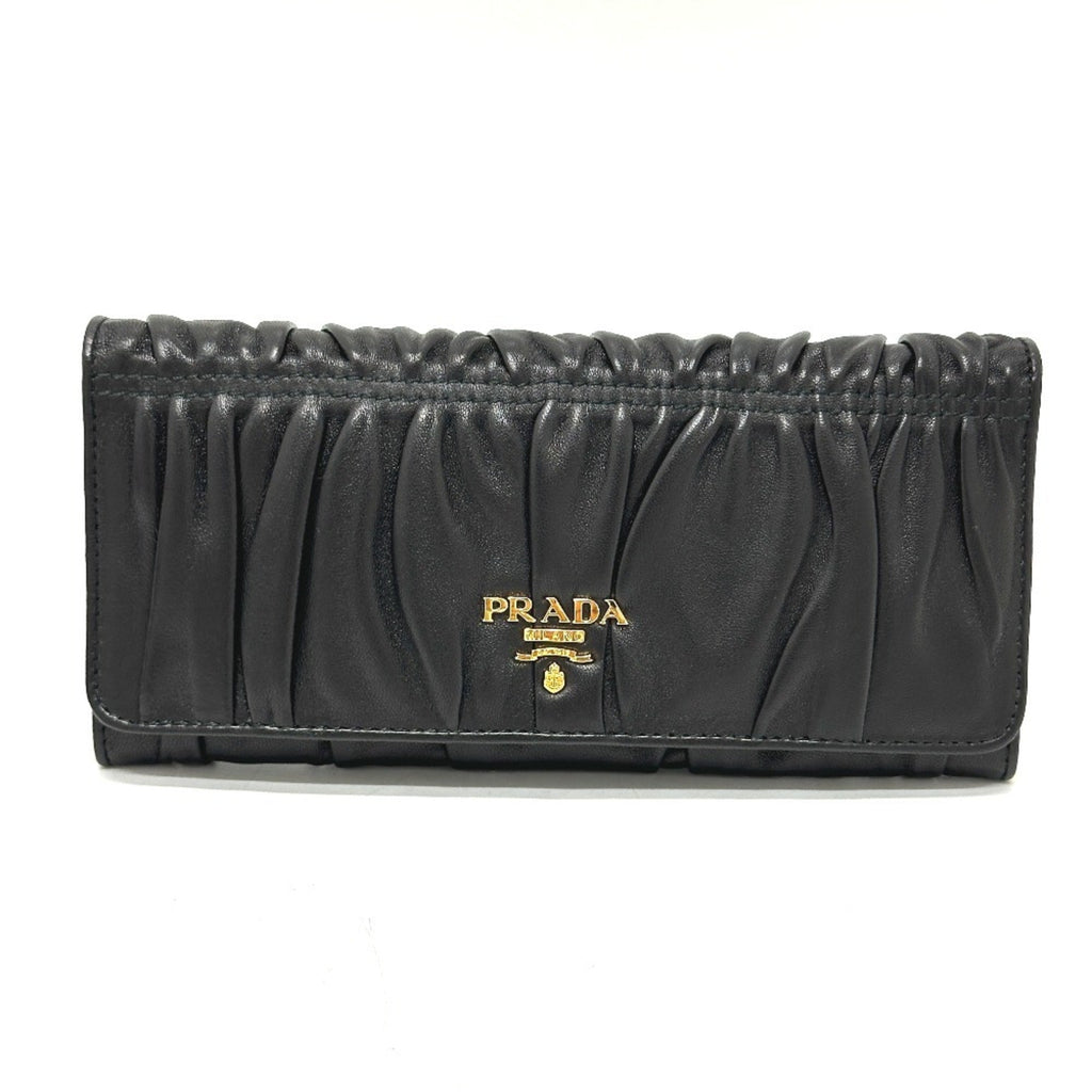 Prada Black Leather Long Wallet (Bi-Fold) (Pre-Owned)
