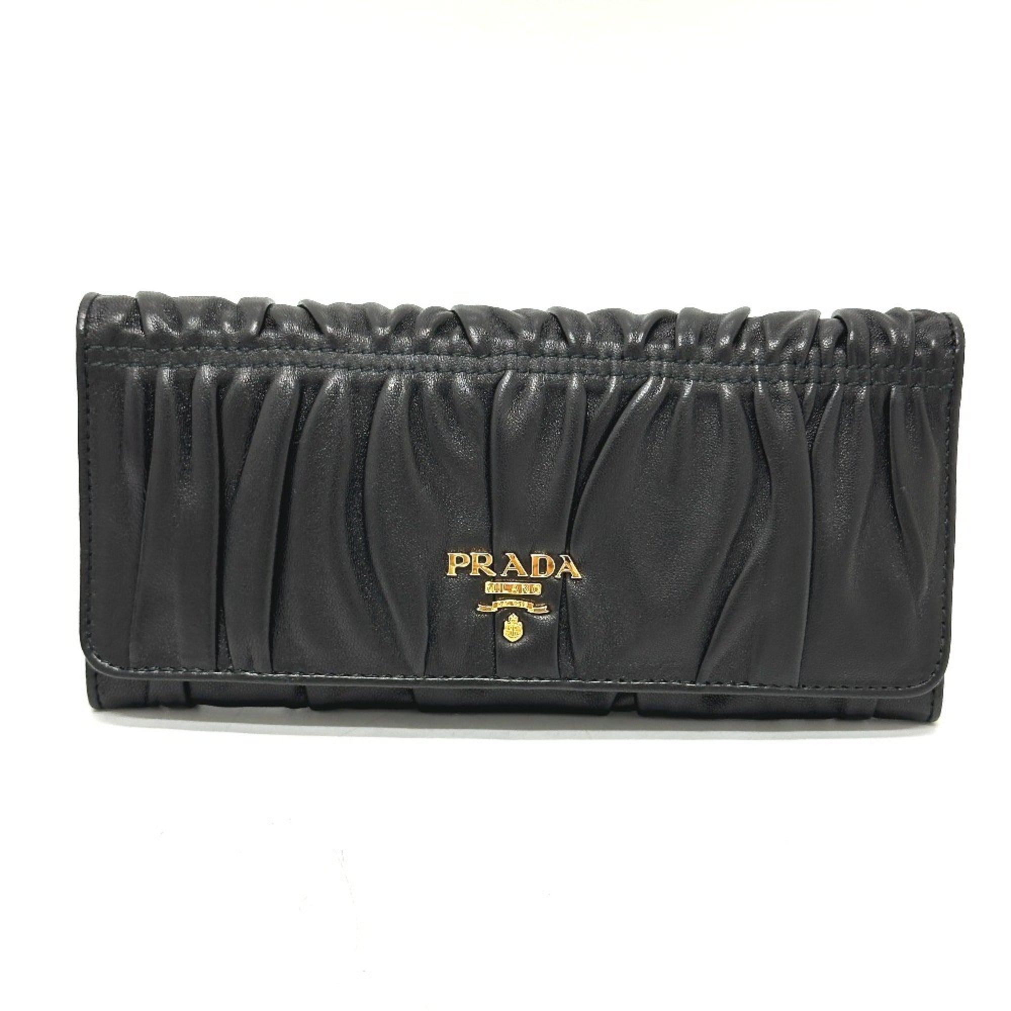 Prada Black Leather Long Wallet (Bi-Fold) (Pre-Owned)
