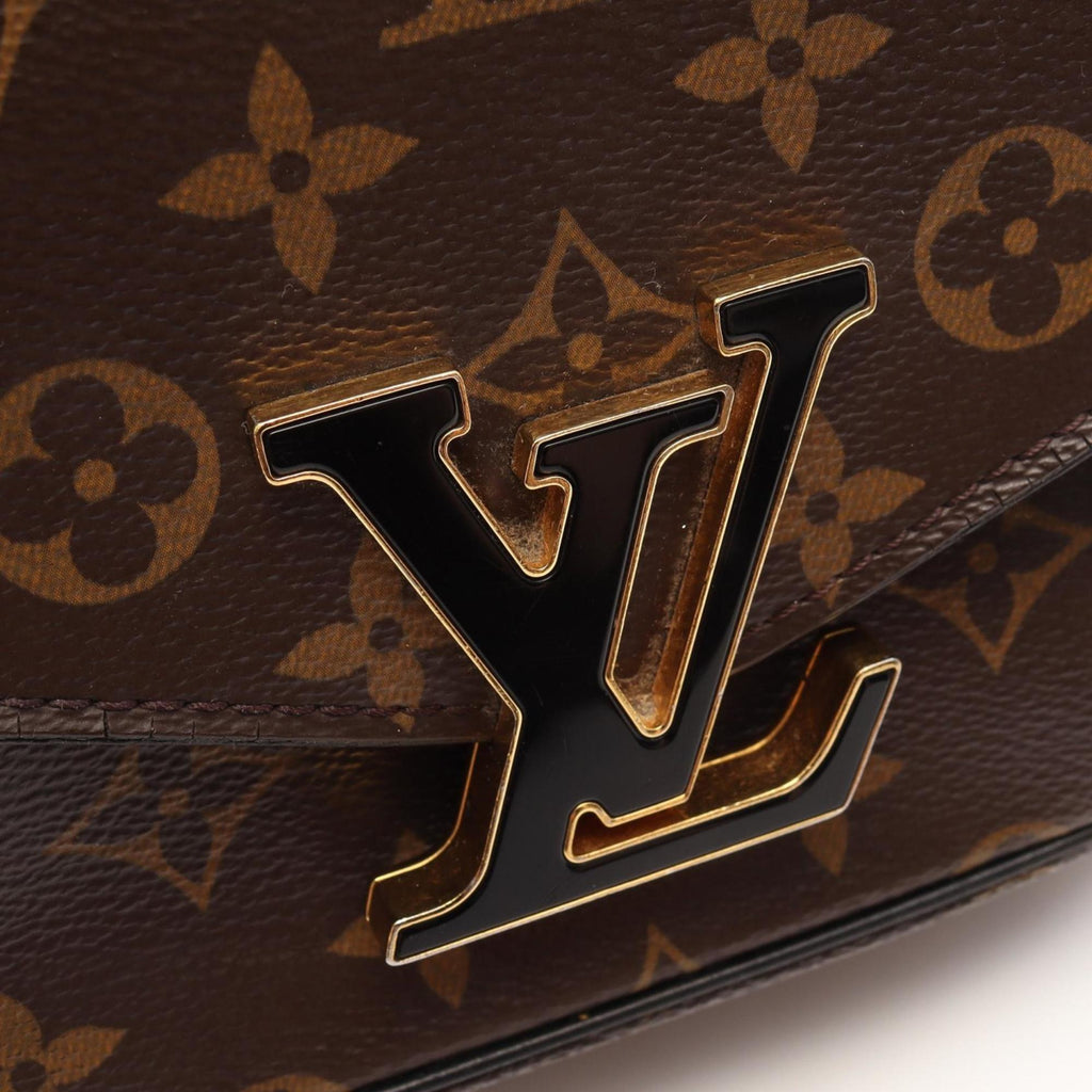 Louis Vuitton Black Brown Coated Canvas Leather Shoulder Bag (Pre-Owned)