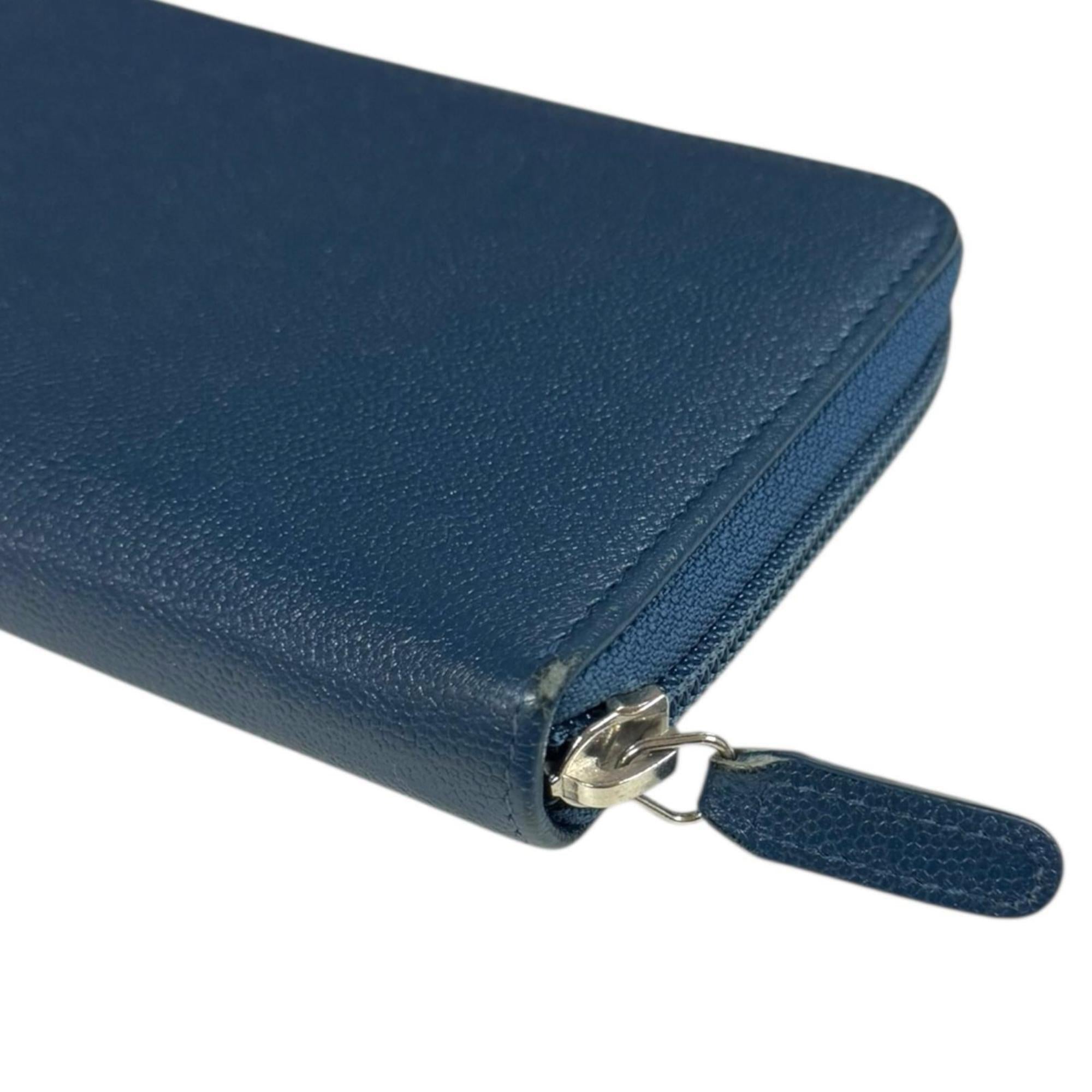 Chanel Blue Leather Long Wallet (Bi-Fold) (Pre-Owned)