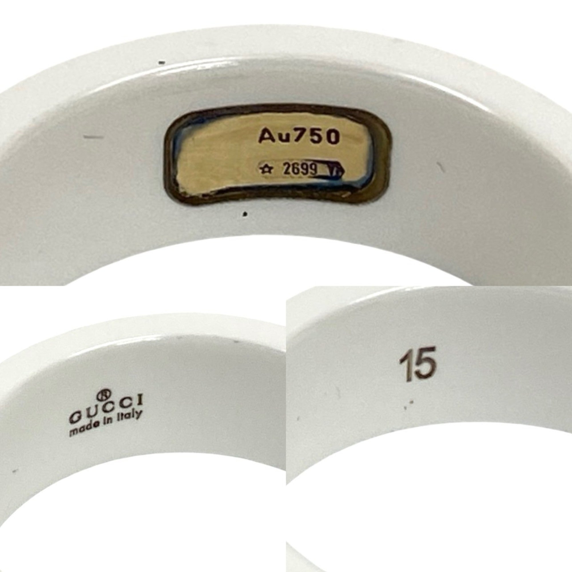 Gucci Gold White Ceramic Band Ring (Pre-Owned)