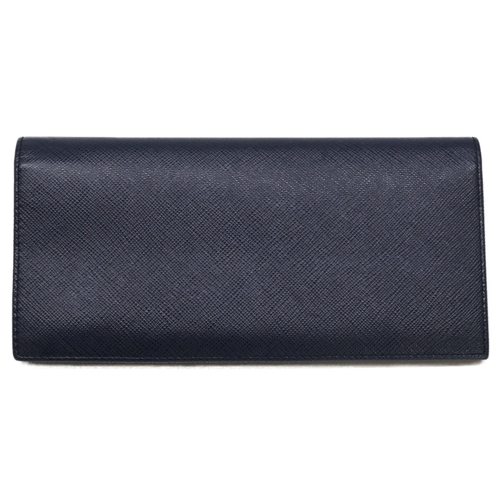 Prada Navy Leather Long Wallet (Bi-Fold) (Pre-Owned)