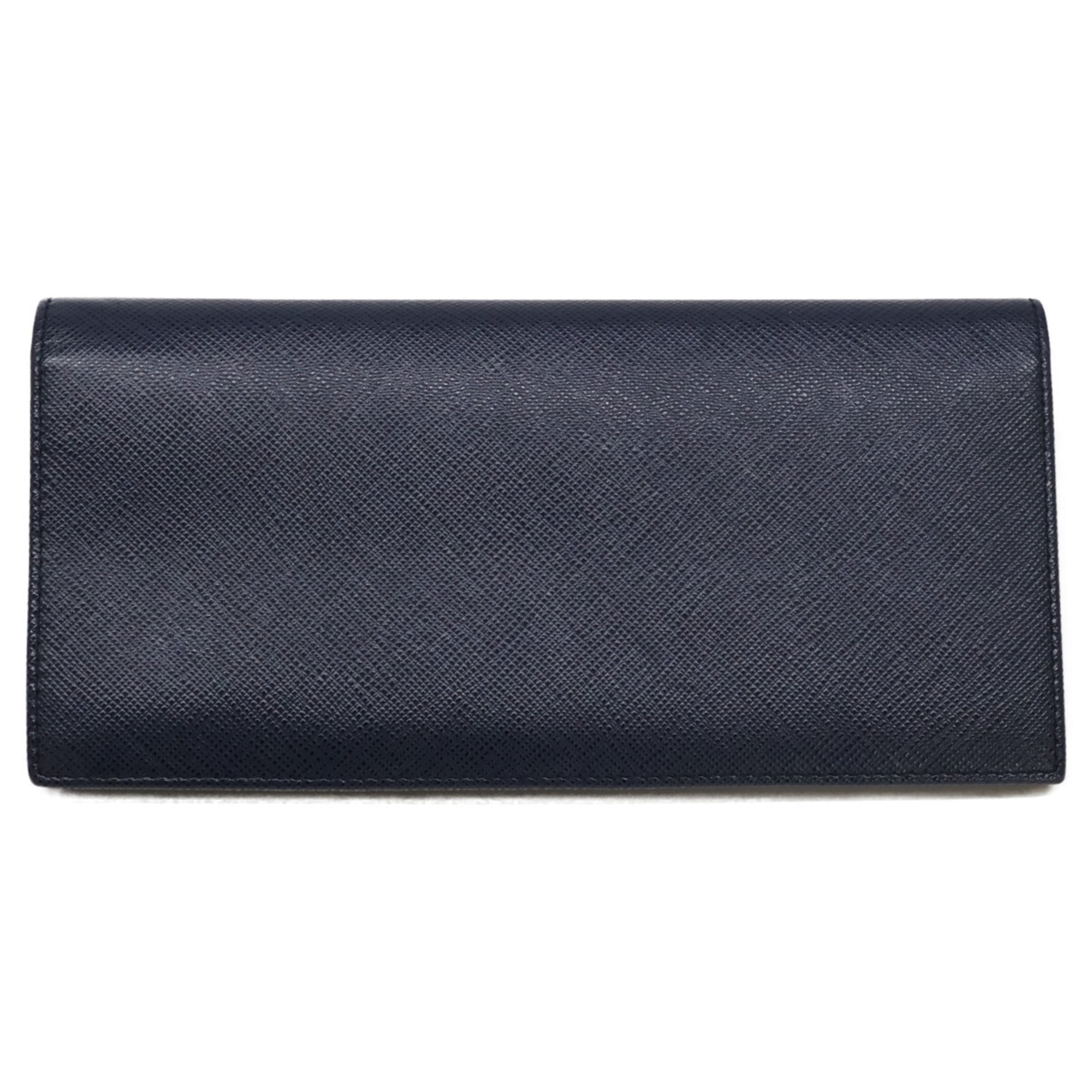 Prada Navy Leather Long Wallet (Bi-Fold) (Pre-Owned)