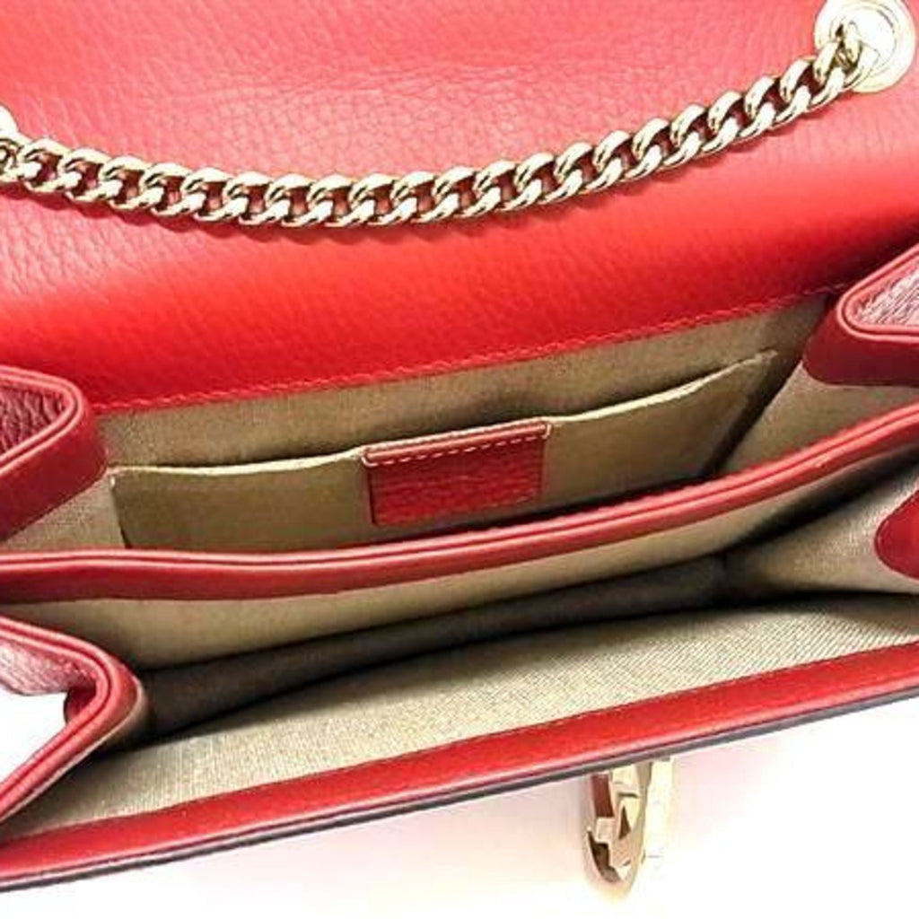 Gucci Red Color Leather Shoulder Bag (Pre-Owned)