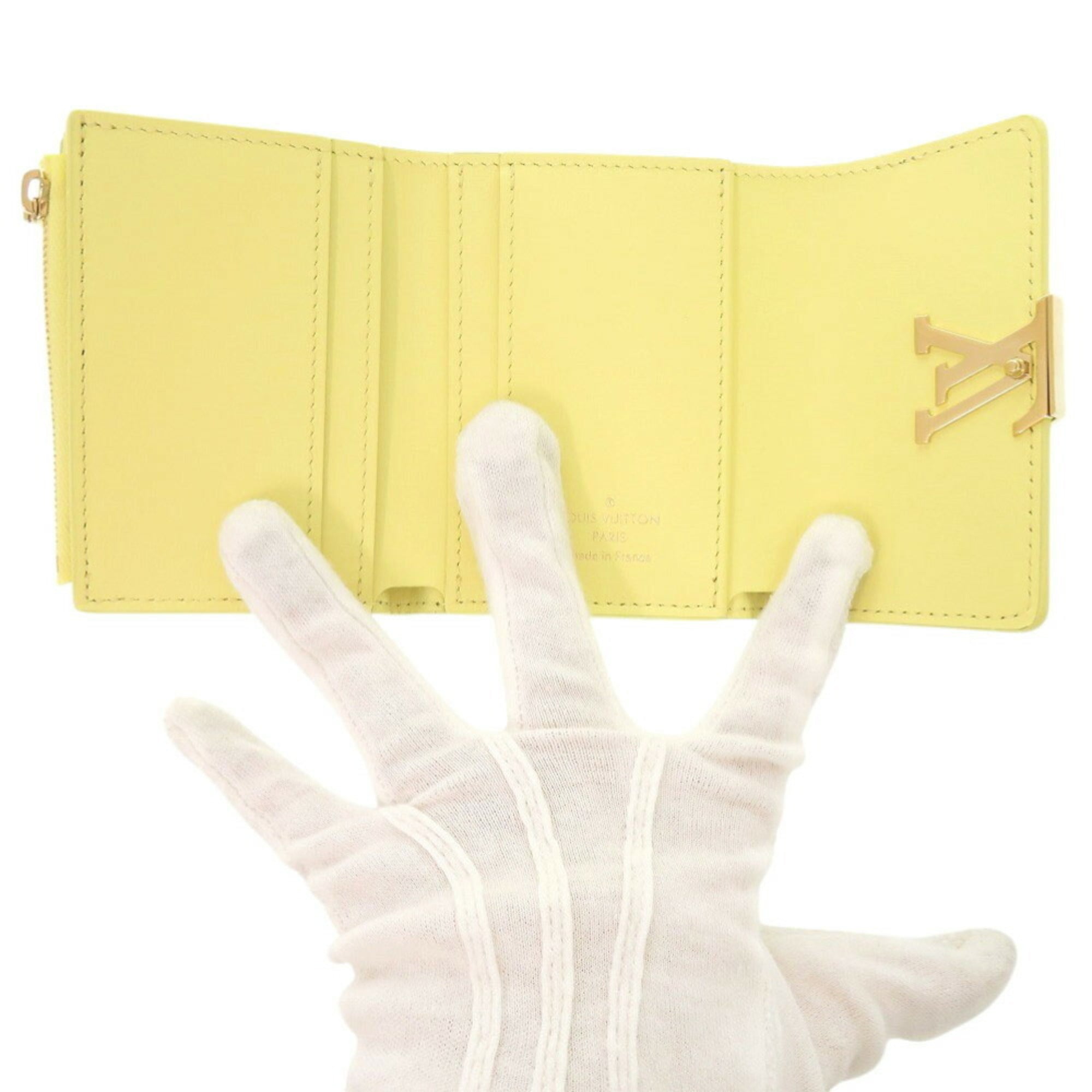 Louis Vuitton Yellow Leather Wallet (Tri-Fold) (Pre-Owned)