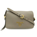 Prada Gray Leather Pochette Shoulder Bag (Pre-Owned)