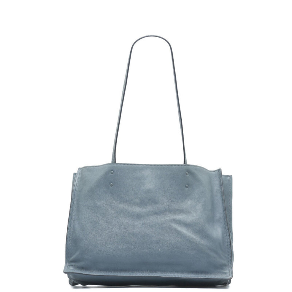 Prada Blue Light Blue Gray Leather Shoulder Bag Tote Bag (Pre-Owned)