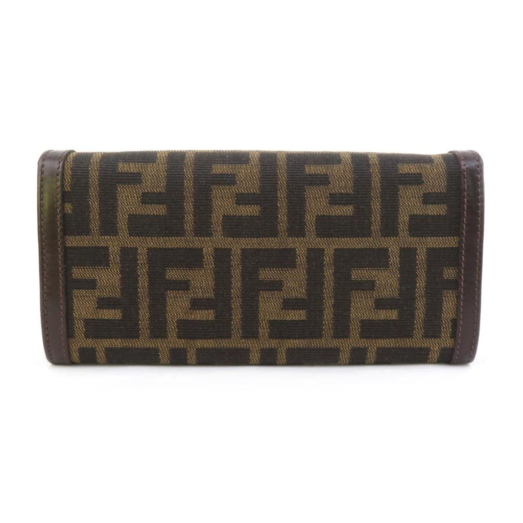 Fendi Brown Canvas Leather Long Wallet (Bi-Fold) (Pre-Owned)