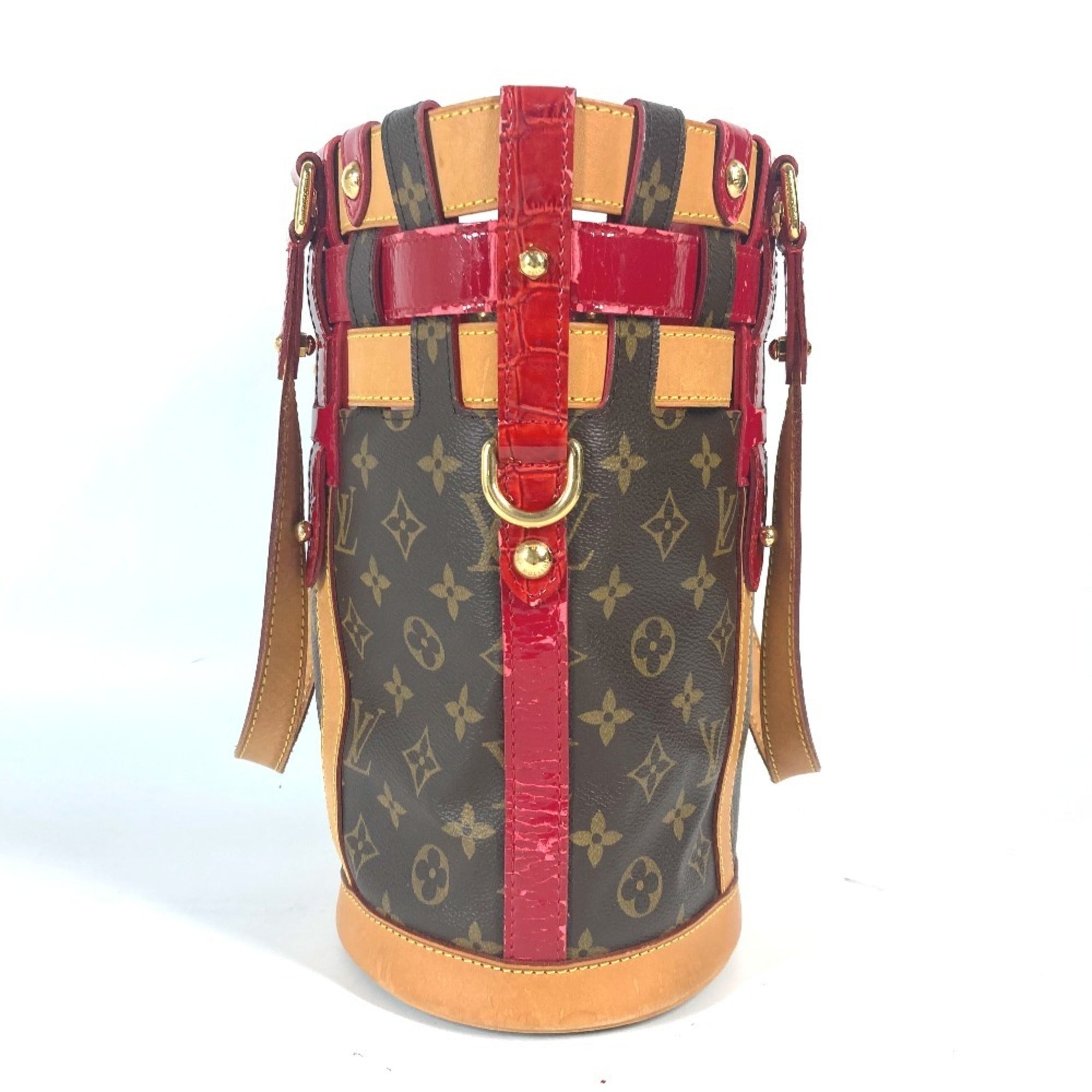 Louis Vuitton Brown Red Color Monogram Shoulder Bag Tote Bag (Pre-Owned)