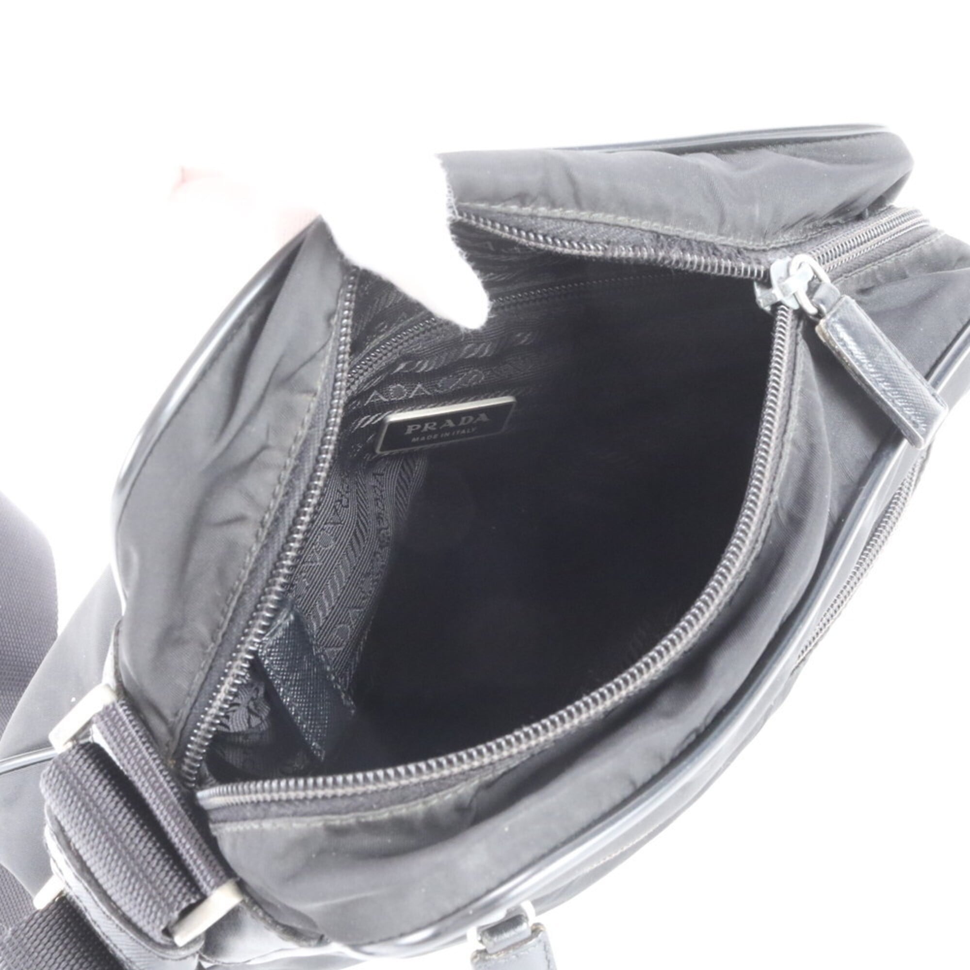Prada Black White Nylon Shoulder Bag Tote Bag (Pre-Owned)